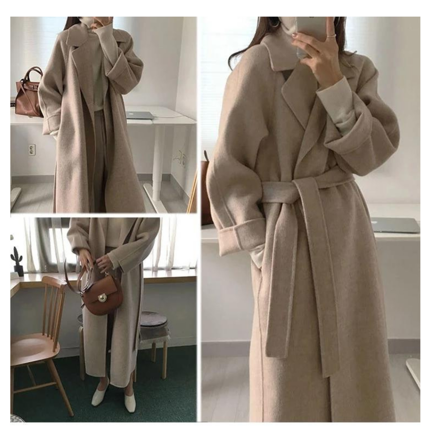Wollen Jas - Riem - Winter - Lange jas - Wollen overjas voor dames-Hallo Susanne