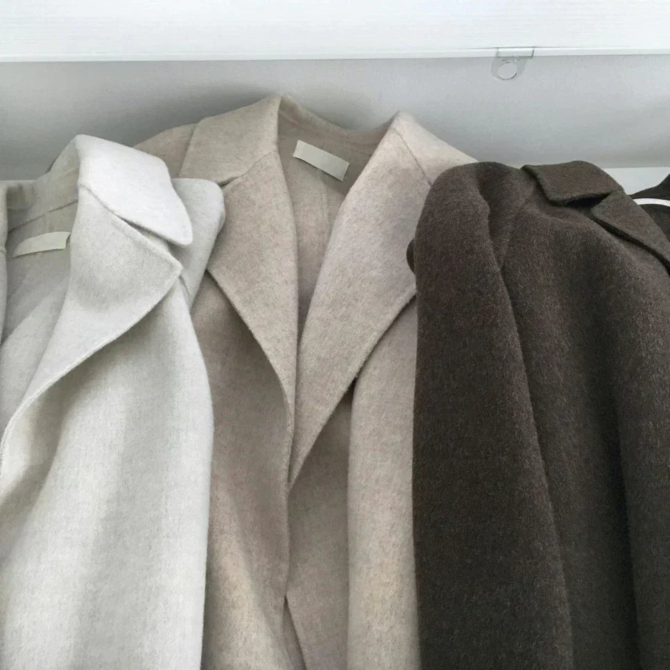 Wollen Jas - Riem - Winter - Lange jas - Wollen overjas voor dames-Hallo Susanne