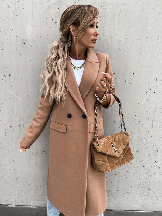 Wollen Trench Coat - Lange Double Breasted Wollen Mantel voor Dames-Hallo Susanne