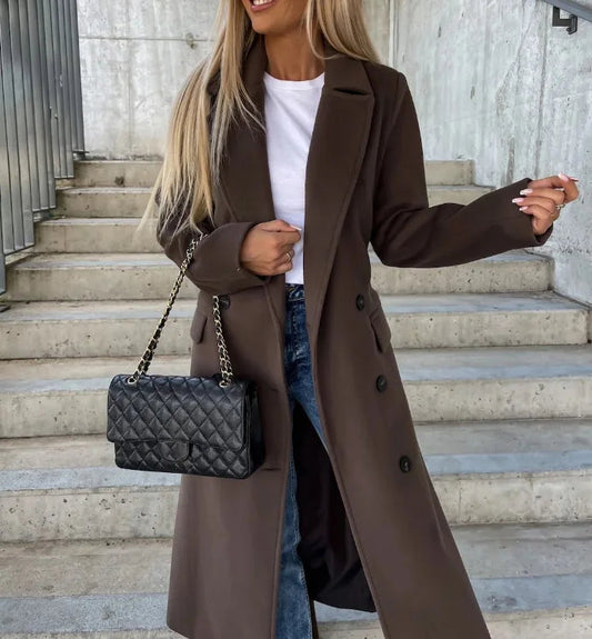 Wollen Trenchcoat | Double Breasted | Lang | Winter Trenchcoat | Wollen Vrouwenoverjas-Hallo Susanne