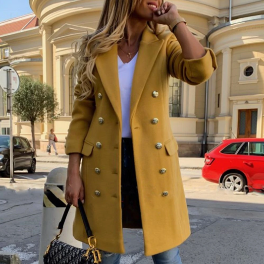 Wollen Trenchcoat - Wollen Damesjas met Dubbele Borst en Halflang Model-Hallo Susanne
