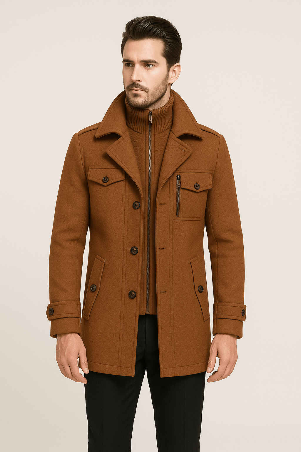 Wollen jas | Double Layer | Single Breasted | Winter Trench Coat | Heren Winterjas-Hallo Susanne