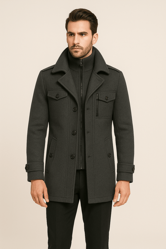 Wollen jas | Double Layer | Single Breasted | Winter Trench Coat | Heren Winterjas-Hallo Susanne