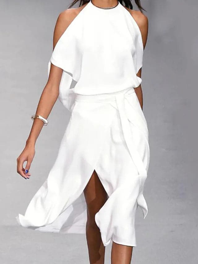 Wrapjurk - Off-shoulder midi-zomerjurk voor dames-Hallo Susanne