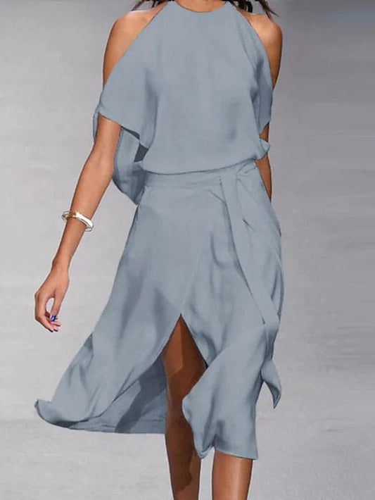 Wrapjurk - Off-shoulder midi-zomerjurk voor dames-Hallo Susanne