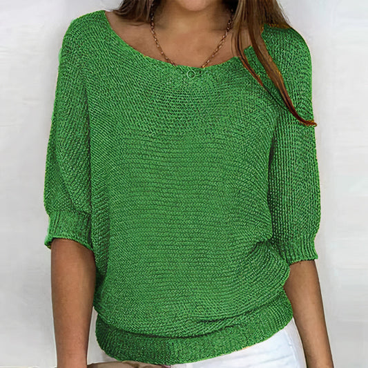 Zomer Trui - Bootnek - Halflange mouwen - Gebreide blouse - Dameskleding-Hallo Susanne