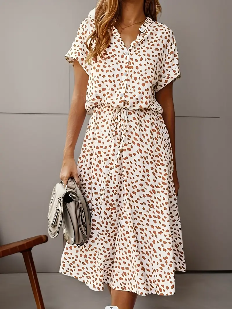 Zomerjurk - Korte Mouw - Ceintuur - Midi-jurk - Zondress-Hallo Susanne