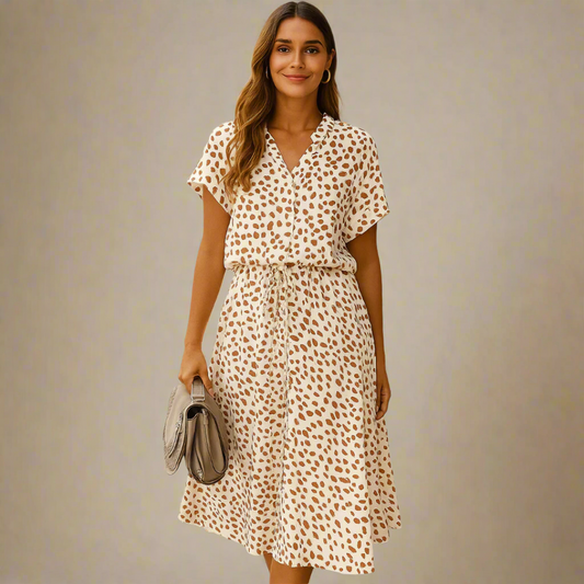 Zomerjurk - Korte Mouw - Ceintuur - Midi-jurk - Zondress-Hallo Susanne