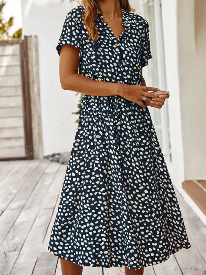 Zomerjurk | Korte Mouwen | Tailleband | Midi Dress | Zondress-Hallo Susanne
