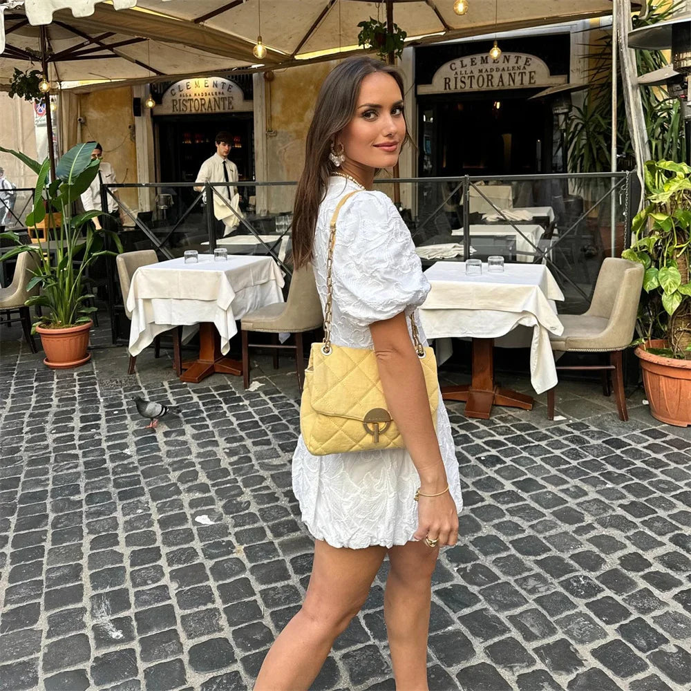 Zomerjurk | Pofmouwen | V-hals | Witte jurk | Mini-jurk-Hallo Susanne