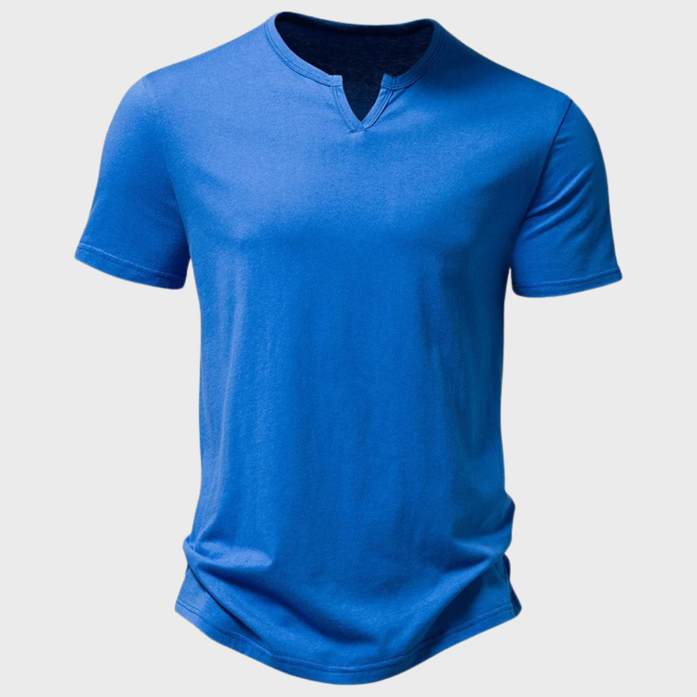 Zomers T-shirt | Lichtgewicht | Knoophals | Effen T-shirt | Heren-T-shirt-Hallo Susanne