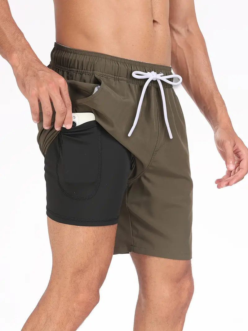 Zwemshort - Heren Trekkoord Quick Dry 2-in-1 Board Shorts-Hallo Susanne