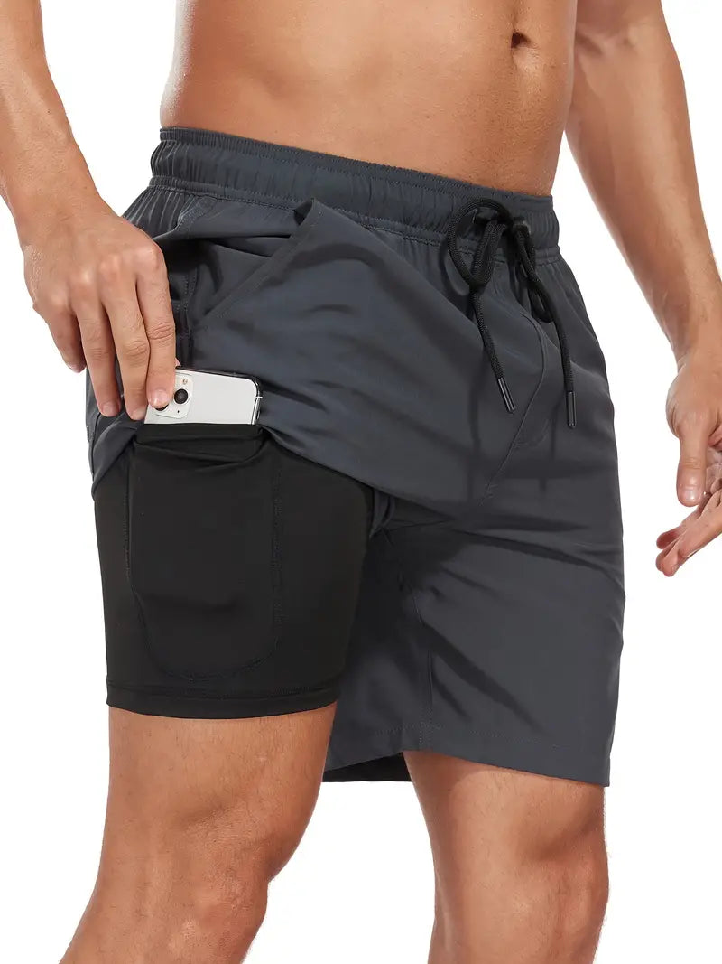Zwemshort - Heren Trekkoord Quick Dry 2-in-1 Board Shorts-Hallo Susanne