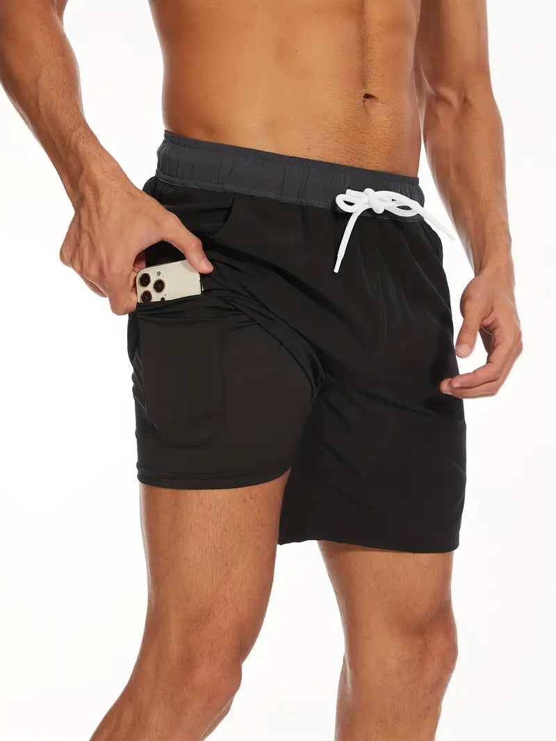 Zwemshort - Heren Trekkoord Quick Dry 2-in-1 Board Shorts-Hallo Susanne