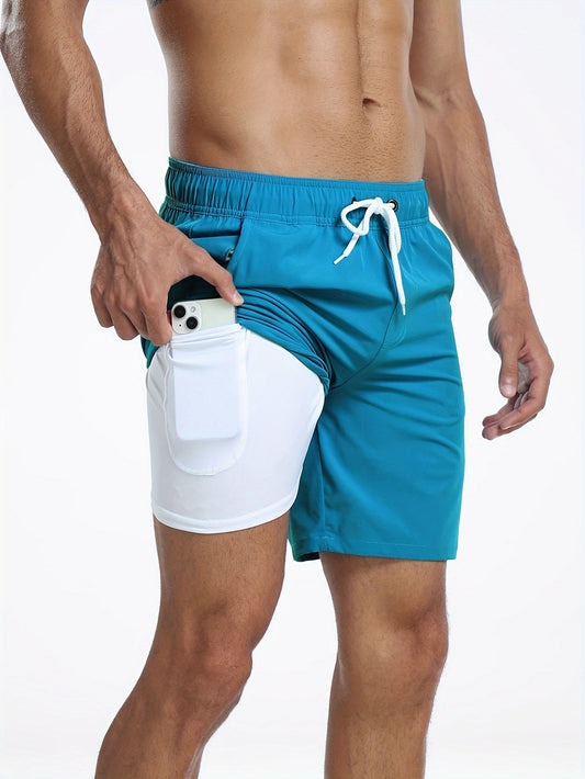 Zwemshort - Heren Trekkoord Quick Dry 2-in-1 Board Shorts-Hallo Susanne
